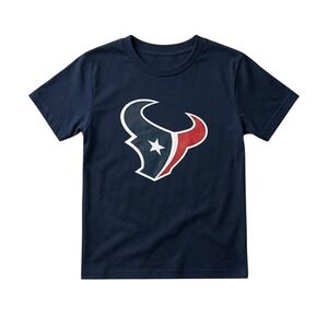 NFL Houston Texans Kids Navy Blue Graphic T-Shirt Size M 5/6 Cotton Logo Tee